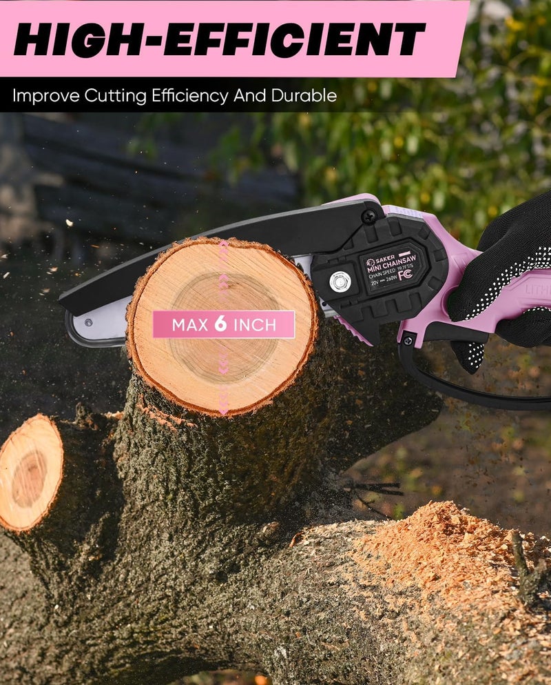 Saker Mini Chainsaw|6 Inch Chainsaws[2025 Upgraded]|Mini Cordless Electric Chain Saw|Small Handheld Portable Chain Saws Battery Powered Chain Saw for Tree Trimmer and Garden - Image 2